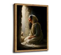 Mary at the Empty Tomb Resurrection Morning Light Christian Wall Art Biblical Painting He Is Risen Poster Jesus Miracle Wall Decor LDS Home Decor house accessories 12x18in-Wood-Framed