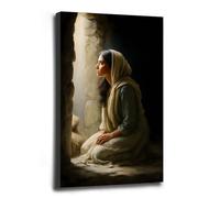 Mary at the Empty Tomb Resurrection Morning Light Christian Wall Art Biblical Painting He Is Risen Poster Jesus Miracle Wall Decor LDS Home Decor house accessories 8x12in-Framed