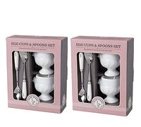 Mary Berry 2 Boxed Sets of Chicken Egg Cups & Spoons Bone China Egg Cups & Spoon Handles British Bake Off