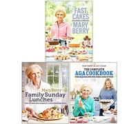 Mary Berry Collection 3 Books Set (Fast Cakes Easy Bakes In Minutes, Mary Berry's Family Sunday Lunches, The Complete Aga Cookbook)