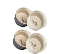 Mary Berry Set of 4 Ceramic Ramekins With Goose & Fern Design in Grey & Cream Colours British Bake Off