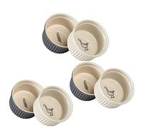 Mary Berry Set of 6 Ceramic Ramekins With Goose & Fern Design in Grey & Cream Colours British Bake Off