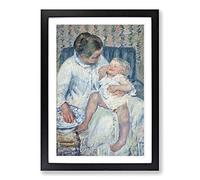 Mary Cassatt Childs Bath Time No.1 Framed Print | A2 Black Framed Wall Art | Ready to Hang | Modern Nature Picture | Living Room Bedroom Lounge Office