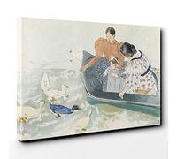 Mary Cassatt Feeding The Ducks Canvas Print | Gallery Wrapped 30mm Frame Wall Art | 30x20 inches | Ready to Hang | Modern Bird Picture | Living Room Bedroom Lounge Office