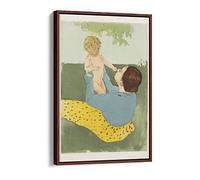 Mary Cassatt Under The Horse Chestnut Tree Canvas Floater Frame Print Picture Art - Walnut Frame 16 inch wide x 24 inch high