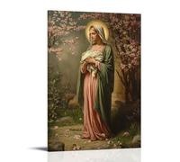 Mary Clutching Her Son’s Folded Burial Shroud, Standing before An Empty Tomb As Spring Blossoms Bloom Around Her Feet. Contemporary Wall Mural - Decorative Hanging Poster Art 16x24inch(40x60cm)