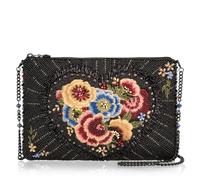 Mary Frances Blossom Heart Beaded Crossbody Handbag, Black