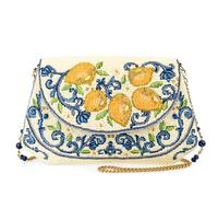 Mary Frances Capri Lemons Beaded Crossbody Handbag Vibrant Fruit Embroidery Novelty Evening Clutch Purse, Multicolor, Multicolor