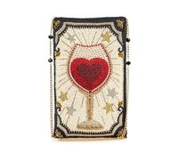 Mary Frances Cheers Beaded Wine Glass Crossbody Cell Phone Bag Clutch Novelty Purse with Heart and Starburst Design, Multicolor, Multicolor
