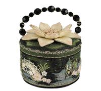 Mary Frances Floating Lotus Top Handle Handbag - Hand Beaded Lotus Flower Purse, Designer Novelty Evening Bag, Womens Statement Handbag with Magnetic Closure and Interior Pocket