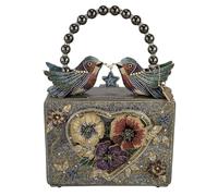 Mary Frances Fluttering Heart Top Handle Handbag - Hand Beaded Hummingbird Novelty Purse, Designer Evening Bag, Womens Statement Handbag with Magnetic Closure and Interior Pocket