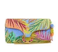 Mary Frances Tropics Beaded Crossbody Handbag with Leaf Embroidery Statement Evening Clutch Purse, Multicolor, Multicolor