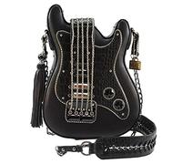 MARY FRANCES Women's Turn It Up Beaded Crossbody Guitar Shaped Handbag, Black, One Size