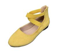 Mary Jane 女式一脚蹬舒适圆头黑色平底鞋女式踝带平底鞋 Little Spring in Your Step Yellow