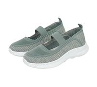 Mary Jane Flat Walking Shoes for Women Arch Support Running Breathable Slip on Memory Foam Casual Wedge Gym for Work Shoes Trainers Extra Wide Diabetic Adjustable Wide Fit Sneaker Sport (Green, 4)