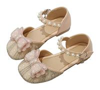 Mary Jane Heels for Girl Mary Jane Shoes Ballerina with Satin Ankle Tie for Wedding Birthday Kids School Shoes 36 (Pink, 13.5 Big Kids)