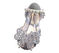 Mary Jane Princess Shoes with Shiny Bow,Girls Party Shoes, Flower Girl Shoes for Banquets, Birthday Parties,Cosplay Dance Shoes Princess Fancy Dress Up Shoes New Year's Parties, (Silver, 5.5 Toddler)