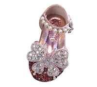 Mary Jane Princess Shoes with Shiny Bow,Girls Party Shoes, Flower Girl Shoes for Banquets, Birthday Parties,Cosplay Dance Shoes Princess Fancy Dress Up Shoes New Year's Parties, (Pink, 5.5 Toddler)