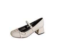 Mary Jane Shoes for Little Kids, Children, Ladies - Casual Princess Low Heel Party Dress Shoes for Evening Party, Prom, All-Day Walking,White,6 UK