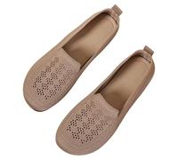 Mary Jane Shoes for Women Flat Womens Flats Wedges Shoes for Women Sandals Casual Lightweight Knitted Comfortable Flat Breathable Black Ladies Casual Sandals (Khaki,6.5)