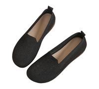Mary Jane Shoes for Women Flat Womens Flats Wedges Shoes for Women Sandals Casual Lightweight Knitted Comfortable Flat Breathable Black Ladies Casual Sandals (Black,5)