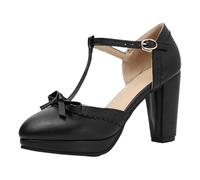 Mary Jane Shoes for Women,Mary Janes Pumps,Cute Platform Bowknot,Heels,Vintage Buckle,Simple Design,Closed Toe,Water-Resistant Sole,for Party,Wedding,Theater Performance,Daily Black