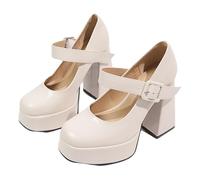 Mary Jane Shoes for Women,Penny Loafers for Women,Mary Jane Shoes Wide Fit,Business Formal Loafers,Buckle Strap,Simple Design,Round Toe,Shallow Mouth,Heels,for Prom,Daily