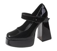 Mary Jane Shoes for Women,Penny Loafers for Women,Mary Jane Shoes Wide Fit,Business Formal Loafers,Buckle Strap,Simple Design,Round Toe,Shallow Mouth,Heels,for Prom,Daily