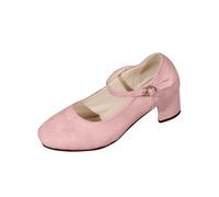 Mary Jane Shoes for Women Wide Fit Ladies Flock Mid Block Heels Mary Janes Buckle Strap hallow Mouth Japanese Sweet Lolita Princess Shoes Court Shoes Comfort Support Work Pumps Formal Smart Office