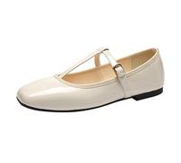 Mary Jane Shoes for Women,Women's Flat Shoes,Mary Janes Flats Square Toe,Low Block Heels Marys Jane Comfortable,Low Heel Shoe Women,with Adjustable Ankle Strap,for Womens Dressy Work White