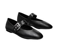 Mary Jane Shoes,Penny Loafers for Women,Women's Mary Jane Ballet Flats,Business Formal Loafers,Low Heel,Flats,Comfortable,Closed Toe,Shallow Mouth,Simple Design,Buckle Strap,Daily Black