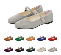 Mary Jane Shoes Women's Flat Ballet Flats Elegant and Comfortable Low Shoes, gray, 8.5 UK