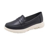 Mary Jane Shoes Women's Flat Ballet Flats Flat Shoes Elegant Ballerina with Straps Flat Women's Leather Shoes Sandals Outdoor Shoes Lightweight Wide Walking Shoes Non-Slip Summer Shoes, black, 6 UK
