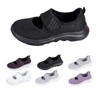 Mary Jane Shoes Women's Flat Walking Shoes Wide Toe Diabetic Shoes | Slip-on trainers, comfortable health shoes for seniors, mesh sports shoes, lightweight, breathable walking shoes for leisure