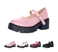 Mary Jane Shoes Women's Platform Pumps Chunky Platform Gothic High Heels, pink, 9 UK
