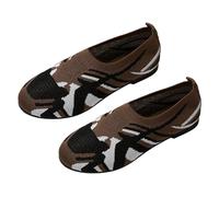 Mary Jane Trainers for Women Black Shoes Women Casual Shoes 5 Fly Weave Lightweight Casual Sneakers Breathable Comfortable Trainers (Brown,7.5)