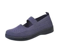 Mary Jane Trainers Women's Extra Wide Fit Breathable Mesh Walking Trainers Slip On Orthopedic Shoes Lightweight Comfortable Casual Shoes Soft Fitness Footwear Sports Shoe Road Running Sneakers Purple