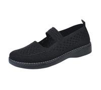 Mary Jane Trainers Women's Extra Wide Fit Breathable Mesh Walking Trainers Slip On Orthopedic Shoes Lightweight Comfortable Casual Shoes Soft Fitness Footwear Sports Shoe Road Running Sneakers Black