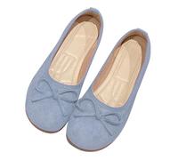 Mary Jane Women's Elegant Ballet Flats with Bow Flat Shoes Closed Pumps Suede Wedding Shoes Elegant Comfortable Slippers Non-Slip Dress Shoes Lightweight Breathable Boat Shoes, sky blue, 8.5 UK
