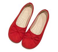 Mary Jane Women's Elegant Ballet Flats with Bow Flat Shoes Closed Pumps Suede Wedding Shoes Elegant Comfortable Slippers Non-Slip Dress Shoes Lightweight Breathable Boat Shoes, red, 9 UK