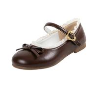 Mary Jane Women's Lace Edge Strap Flat Shoes Classic Sweet Lace Ballet Flats Princess Shoes Flat School Shoes Stylish Elegant Dance Shoes Low Shoes Bridal Shoes, brown, 8 UK