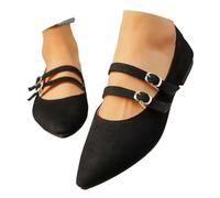 Mary Jane Women's Orthopaedic Suede Ballet Flats Pointed Toe Casual Shoes Suede Soft Dance Shoes Lightweight Comfortable Flats Slippers Hiking Shoes, black, 6 UK