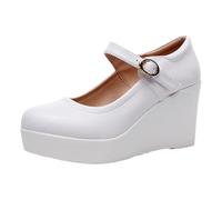 Mary Janes,Chunky Platform Mary Janes Shoes,Women's Chunky Platform Mary Janed Shoes,Platforms Shoe Wedge Heels,Buckle Strap,Round Toe,Dressy,for Women Dressy and Work