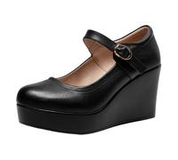 Mary Janes,Chunky Platform Mary Janes Shoes,Women's Chunky Platform Mary Janed Shoes,Platforms Shoe Wedge Heels,Buckle Strap,Round Toe,Dressy,for Women Dressy and Work