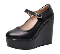 Mary Janes,Chunky Platform Mary Janes Shoes,Women's Chunky Platform Mary Janed Shoes,Platforms Shoe Wedge Heels,Buckle Strap,Round Toe,Dressy,for Women Dressy and Work