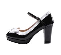 Mary Janess Shoes for Women Heels,Block Heels Mary Janess,with Buckle On The Side,Lightweight and Flexible,Suitable for Daily,Wedding,Leisure,Office,Nightclub Black