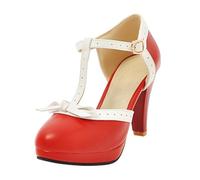 Mary Janess Shoes for Women Heels,Women Mary Janes Pumps,with Buckle On The Side,Solid Support,Suitable for Office,Shopping,Party,Wedding Or Casual Outing Red