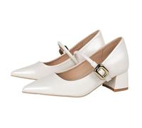 Mary Janess Shoes for Women Heels,Womens Platform Mary Janes Buckle Strap,with Buckle On The Side,Suitable for Office,Shopping,Party,Wedding Or Casual Outing Beige
