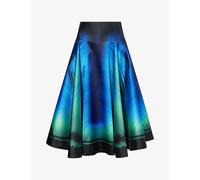 Mary Katrantzou Womens Mary Katrantzou Stowe Bonded-Crepe Midi Skirt Teal Feather 14