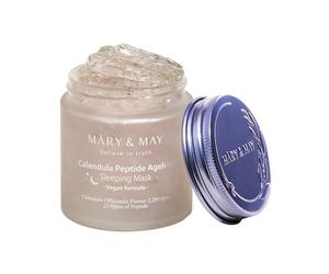 Mary&May Calendula Peptide Sleeping Mask, Overnight Gel Face Mask, 110g | 2,200ppm Real Calendula Petals & 25 Peptides, Cooling Overnight Hydration, Wake Up to Soft, Rested-Looking Skin, Vegan